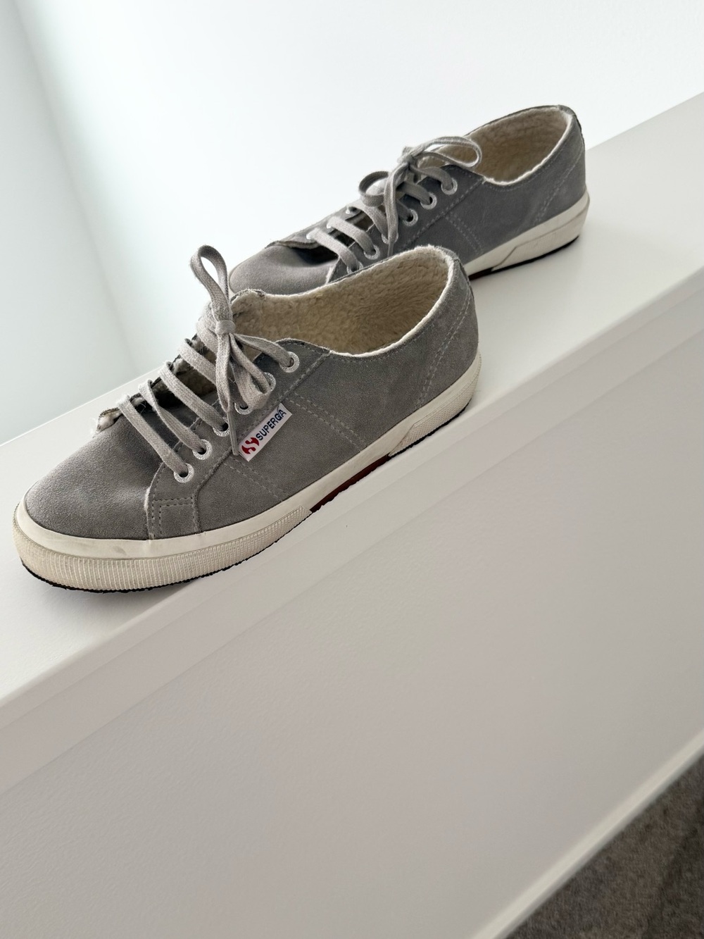 SUPERGA 2750 Shearling Sneakers in Gray Suede Women’s Size 39.5 - Picture 2 of 13